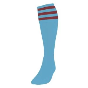 Image of Precision 3 Stripe Football Socks Boys Sky/Maroon