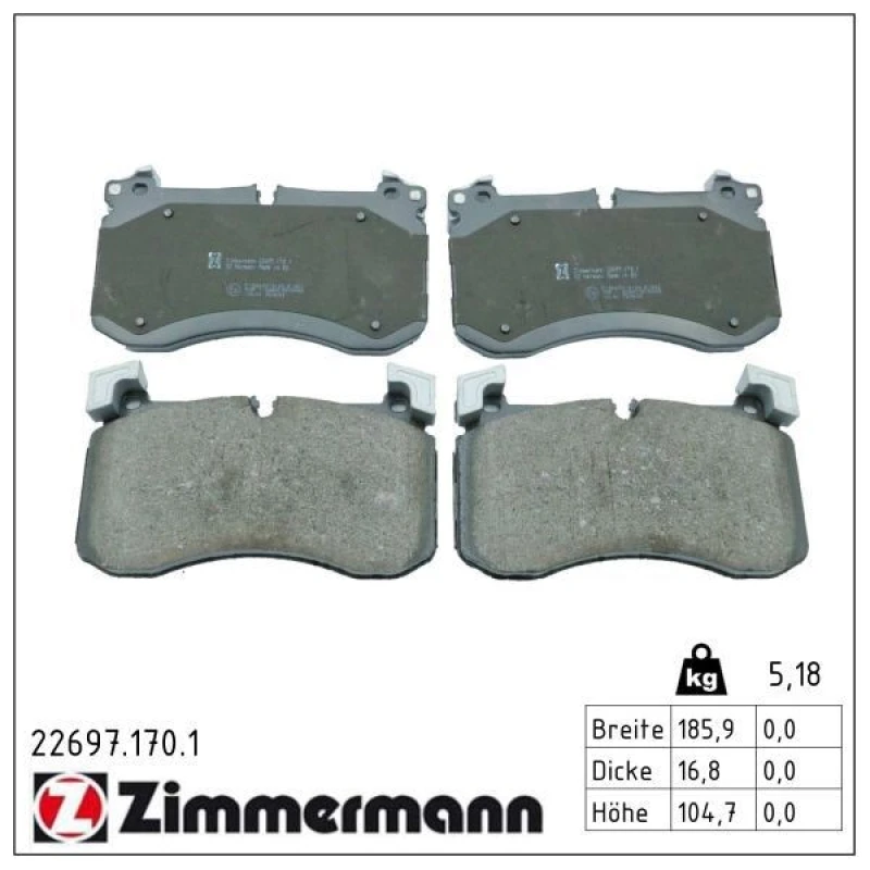Image of ZIMMERMANN Brake pad set ZIMMERMANN 22697.170.1