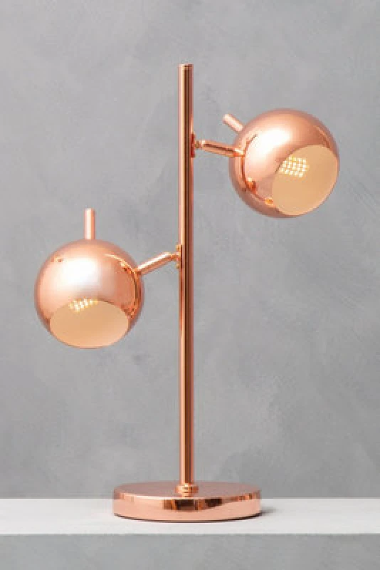 Image of Orsina Copper Finish Arched Table Lamp With Dual Shades, Adjustable Metal Dome Desk Light, Modern Table Lamp