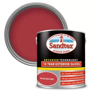 image of Sandtex Exterior 10 Year Gloss Paint Pillar Box Red - 2.5L