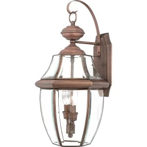 image of 2 Light Large Wall Lantern - Aged Copper, E14