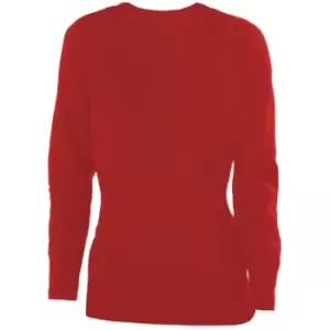 Image of Kariban Womens/Ladies Cotton Acrylic V Neck Sweater (M) (Red)