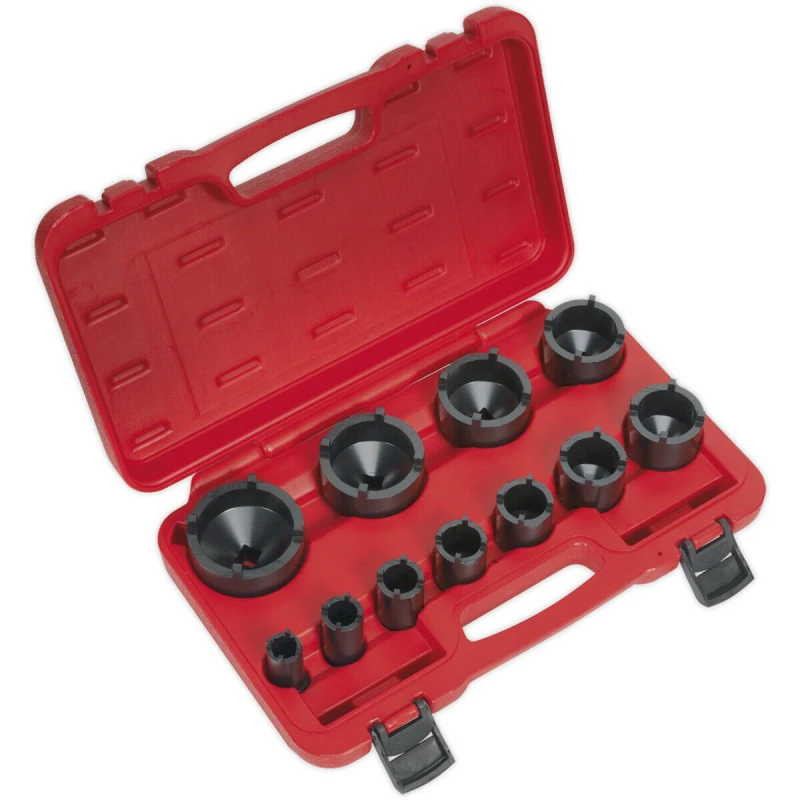 Image of Loops 11 PACK - 4 Tooth Castellated Ball Joint Axle Socket Set 15mm to 61mm Impact Bit Multi