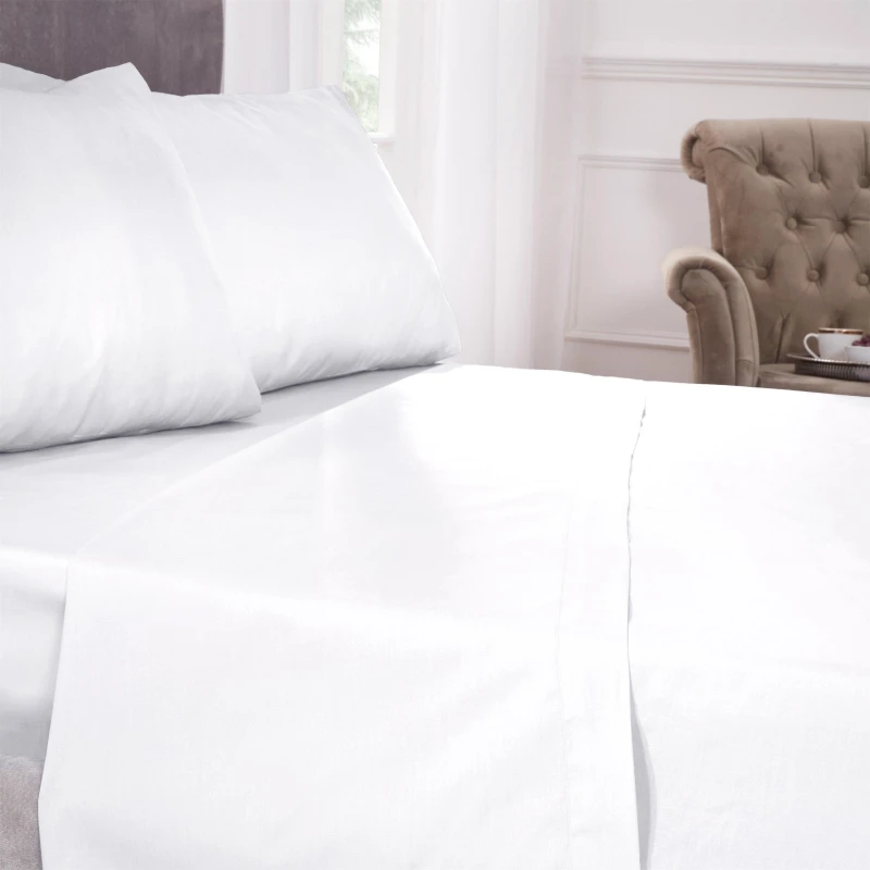Image of 200 Thread Count Luxury Egyptian Cotton Flat Sheet in White - Single Bed - Emma Barclay TJ Hughes Cream 5050238577022