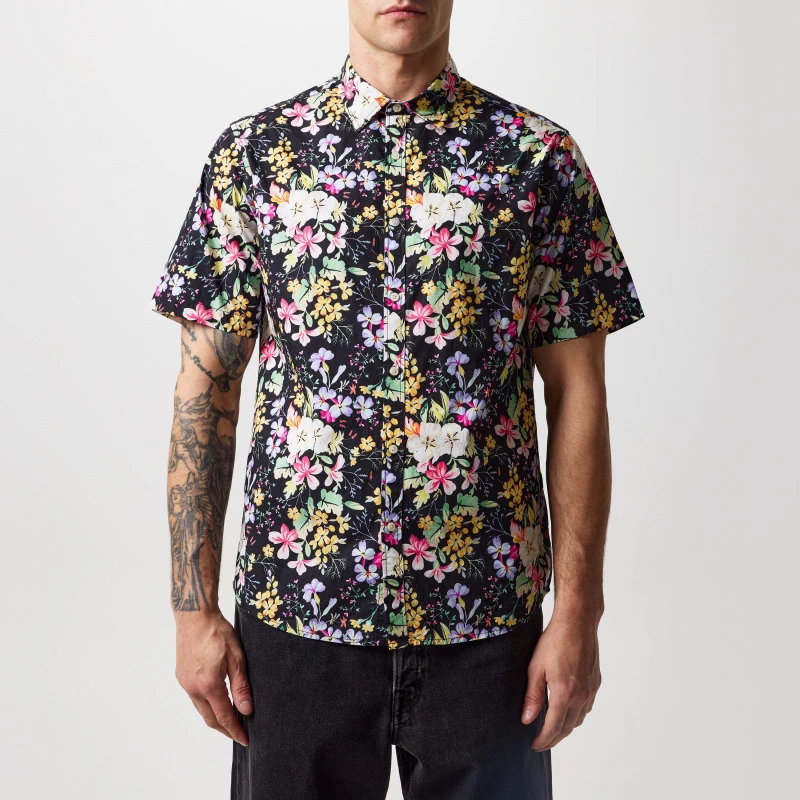 Image of Replay Floral Print Shirt - Black L