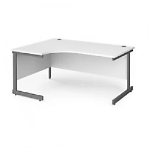 image of Dams International Left Hand Ergonomic Desk with White MFC Top and Graphite Frame Cantilever Legs Contract 25 1600 x 1200 x 725 mm