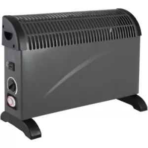 image of 2000W Electric Convector Radiator Heater - 3 Heat Settings, Adjustable Thermostat, Overheat Protection & Timer in Black - Schallen