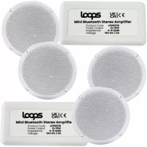 Image of 4x Kitchen / Bathroom Bluetooth Speaker & Amp Kit Multi room Shower HiFi Music