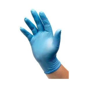 image of Nitrile Powdered Gloves Large Blue 50 Pairs of Gloves