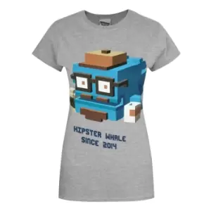 Image of Crossy Road Womens/Ladies Hipster Whale T-Shirt (L) (Grey)