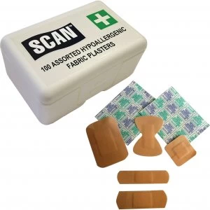 image of Scan Assorted Hydroscopic Fabric Plasters Pack of 100