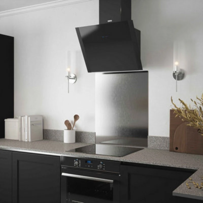 Image of Forgeworks Brushed Silver Stainless Steel - Self Adhesive - Metal Kitchen Splashback 600mm X 750mm X 0.9mm