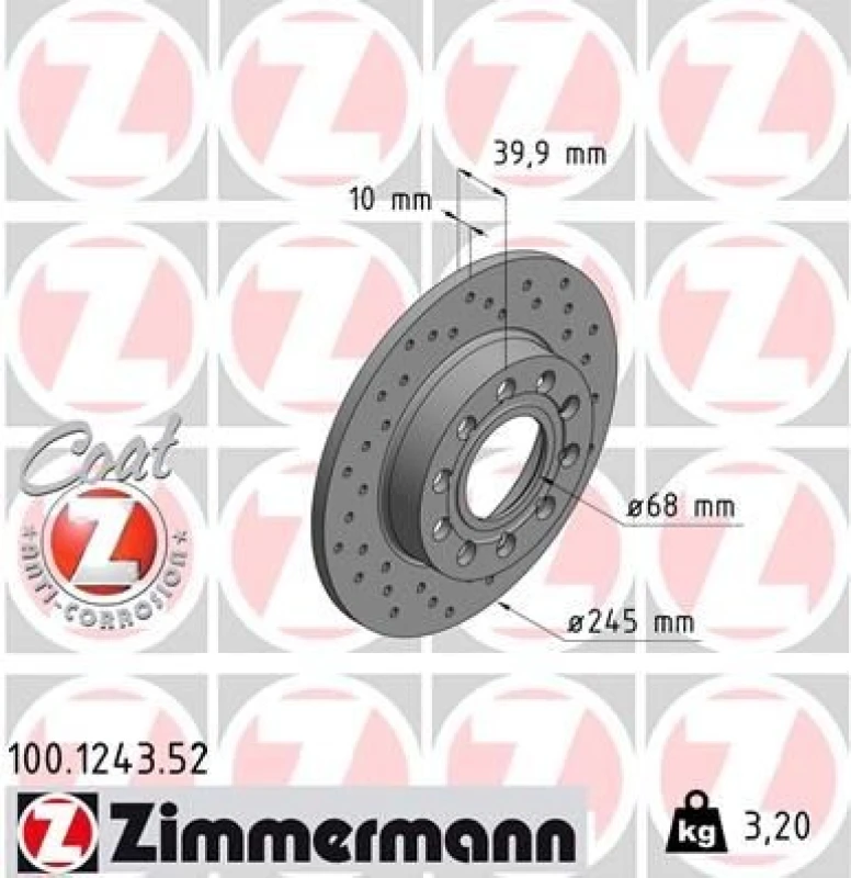 Image of ZIMMERMANN Brake disc ZIMMERMANN 100.1243.52