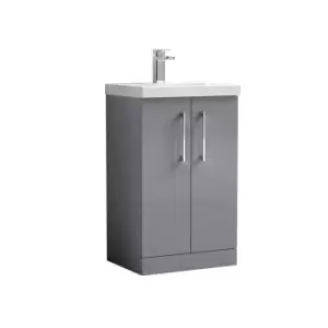 image of Nuie Arno 500mm Floor Standing 2 Door Vanity & Basin 1 Cloud Grey