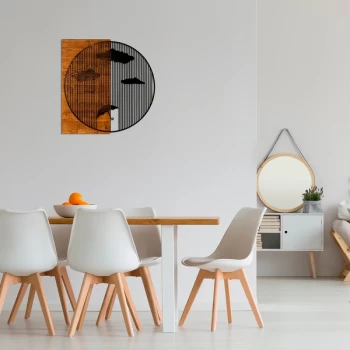 Image of Yagmurlar Walnut Black Decorative Wooden Wall Accessory