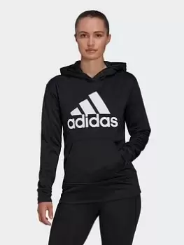 Image of adidas Aeroready Big Logo Hoodie, Black/White Size M Women