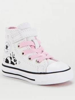 image of Converse Chuck Taylor All Star 1V Hi Panda Childrens Trainer - White Black Pink