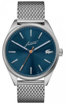 image of Lacoste Mens Heritage Stainless Steel Mesh Blue Dial Watch