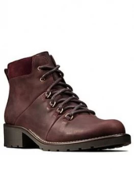 Image of Clarks Orinoco Demi Ankle Boot - Burgundy Leather, Size 6, Women