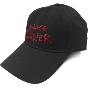 Image of Alice Cooper - Red Dripping Logo Mens Baseball Cap - Black