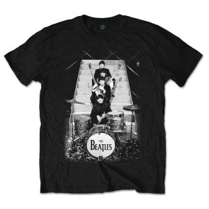 Image of The Beatles - Stage Stairs Unisex Large T-Shirt - Black