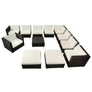 image of Tectake Las Vegas Rattan Garden Sofa Lounge Set - Black