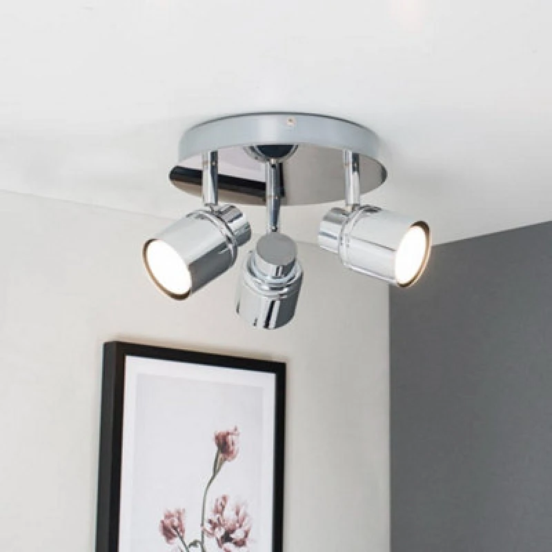 Image of ValueLights ValueLights Benton Spotlight IP44 Bathroom 3 Way Ceiling Light with Warm LED Bulbs in Silver Silver One Size Unisex 5016529059288