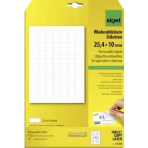 image of Sigel LA202 Labels 25.4 x 10 mm Paper White 4725 pc(s) Removable All-purpose labels 25 Sheet A4