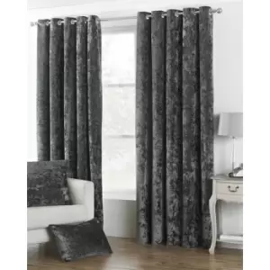 Image of Riva Home Verona Velvet Style Eyelet Curtains (90 x 72" (229 x 183cm)) (Pewter) - Pewter