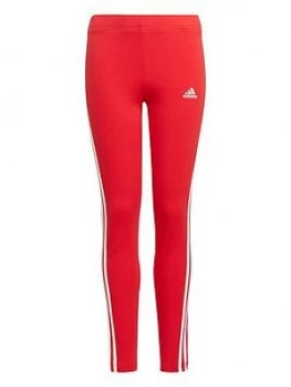 adidas Girls Junior 3-Stripes Leg Tight - Red/White, Size 11-12 Years, Women