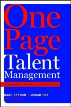 Image of One Page Talent Management by Marc Effron Hardback