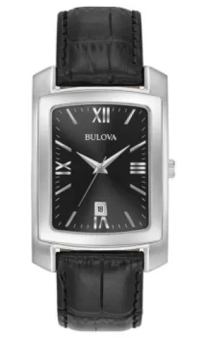 Image of Bulova Classic Mens Rectangular Black Strap 96B269 Watch