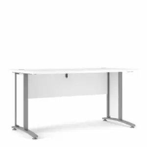 image of Prima Desk with Silver Legs 150cm, white