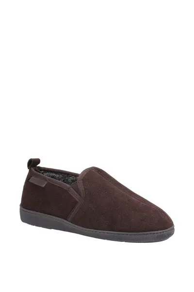 image of Hush Puppies 'Arnold' Suede Classic Slippers Brown