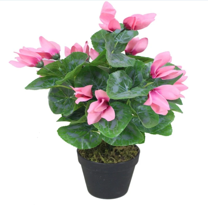 Image of Leaf 38cm Artificial Cylamen Plant Pink Pink