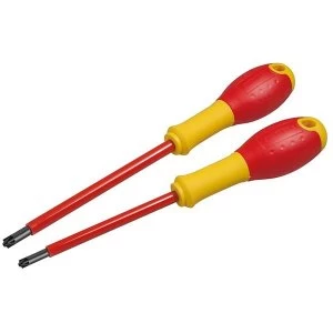 image of Stanley Tools FatMax VDE Insulated Borneo Pozi Scewdriver Set, 2 Piece