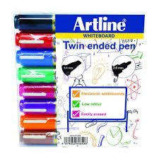 image of Artline Assorted 2-in-1 Whiteboard Markers BulletChisel Tip Pack of