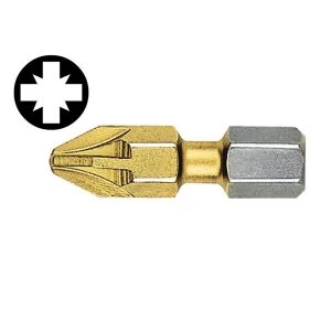 Image of Witte Pozidriv 1pt Titanium Coated Screwdriver Bits 25mm (Card of 2)