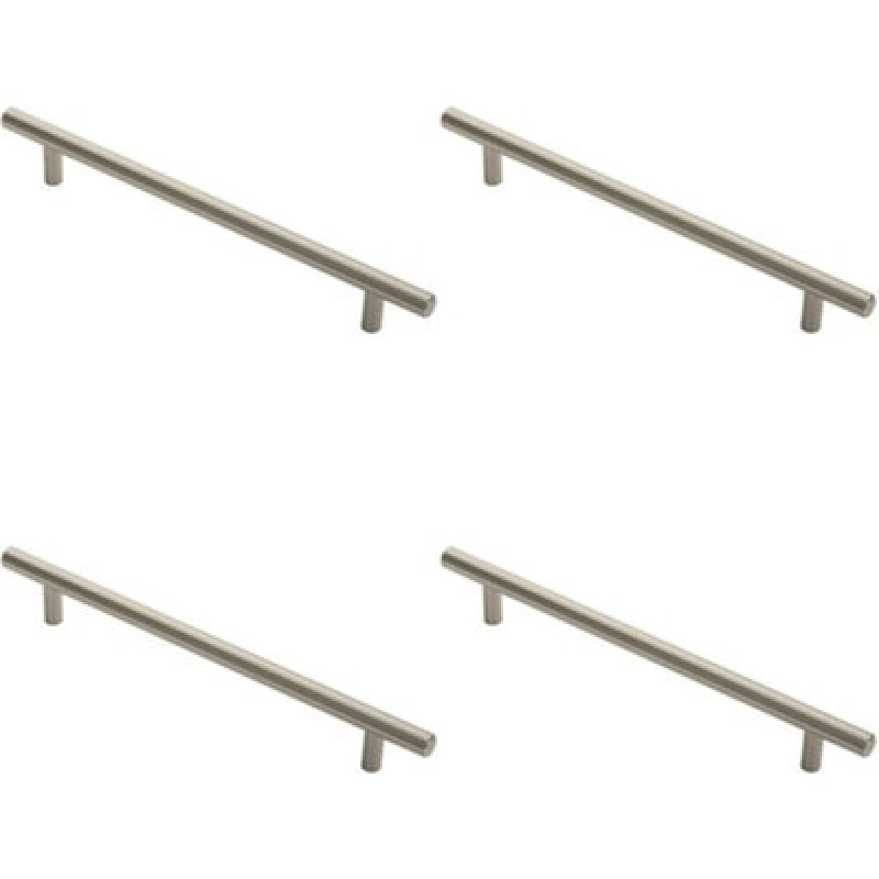 Image of Loops 4x Round T Bar Cabinet Pull Handle 252 x 12mm 192mm Fixing Centres Satin Nickel Metallics unisex
