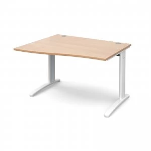 Image of TR10 Left Hand Wave Desk 1200mm - White Frame Beech Top