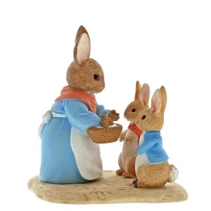 image of Mrs Rabbit, Flopsy & Peter Rabbit Figurine