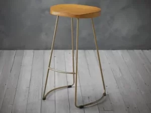 image of LPD Bailey Pine and Gold Metal Bar Stool