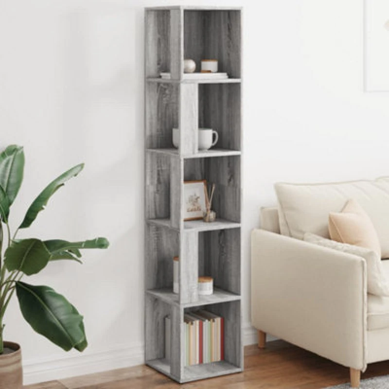 Image of Vidaxl Corner Cabinet Grey Sonoma 33X33X164.5cm Engineered Wood, Grey 816027