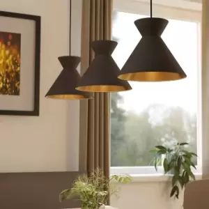 Eglo Nastasia 3 Lamp Pendant Diner Bar Light - Cappuccino & Brass