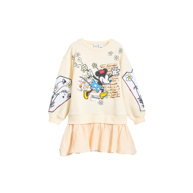 Image of Desigual Girl t-shirt dress Desigual Minnie Beige Female 7/8 ans
