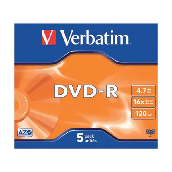 Verbatim Verbatim DVD-R Speed Jewel Case 4x 4.7GB (Pack of 5) 43246 43519