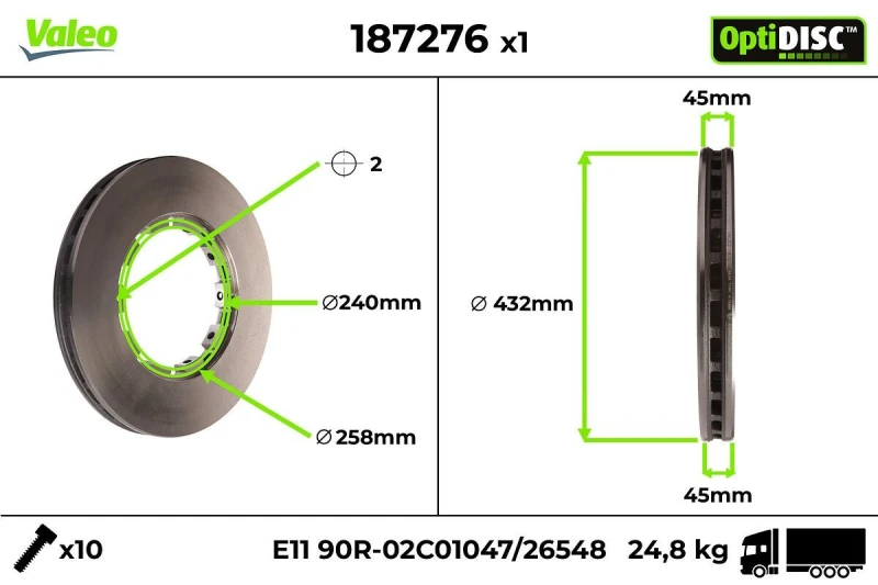 Image of Brake disc VALEO 187276