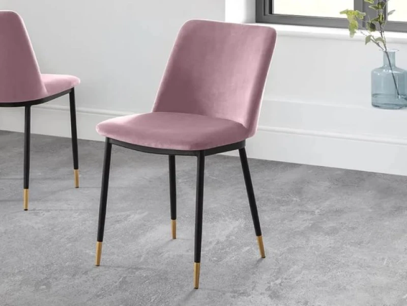 Image of Julian Bowen Delaunay Pink Velvet Dining Chair