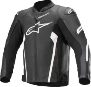 Image of Alpinestars Faster V2 Motorcycle Leather Jacket, black-white, Size 50, black-white, Size 50