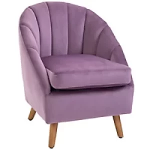 Image of HOMCOM Decadent Single Lounge Chair in Velvet-Look Upholstery w/ Wooden Legs Purple